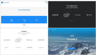 纯蓝仿网页大气简约公司介绍PPT模板